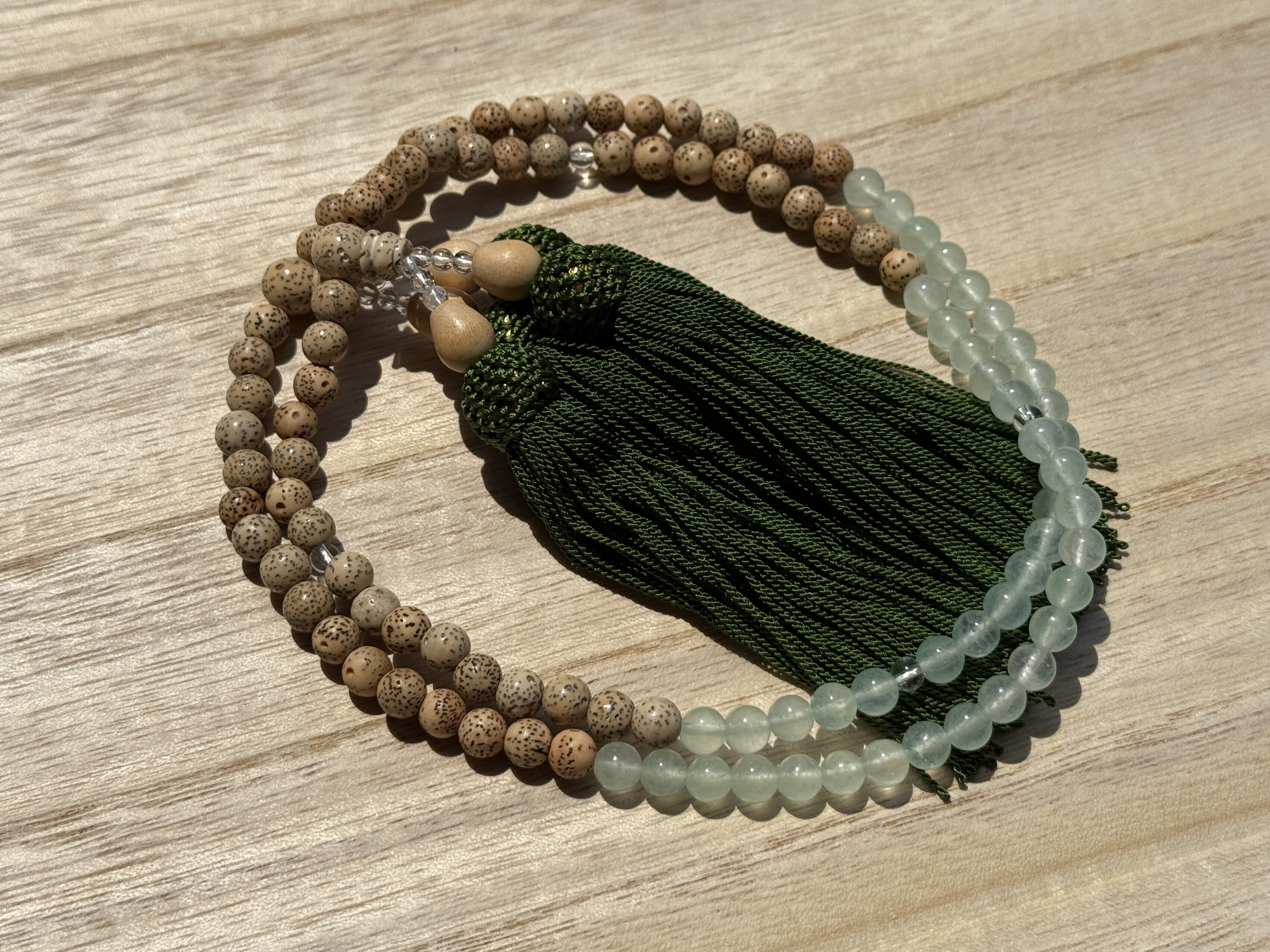 全宗派共通本式108珠念珠 星月菩提樹＆グリーンジェード
