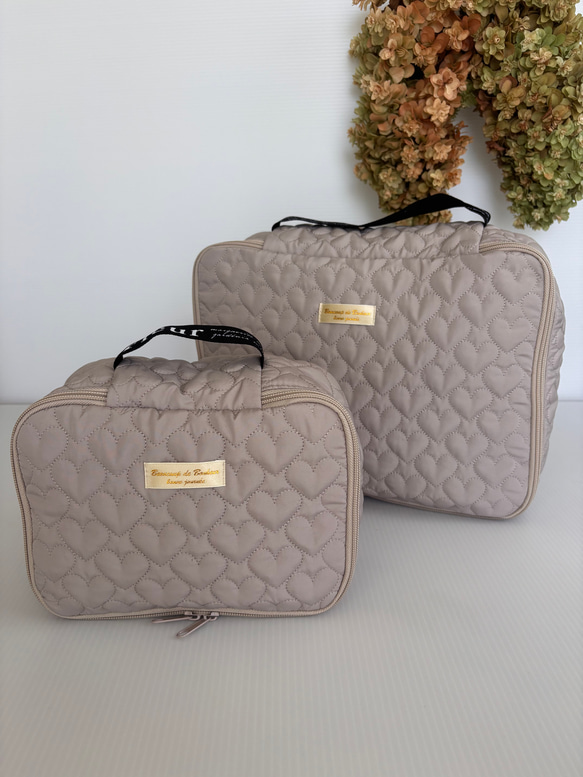 ハートヌビ　トラベルポーチLサイズ　グレージュ 10枚目の画像