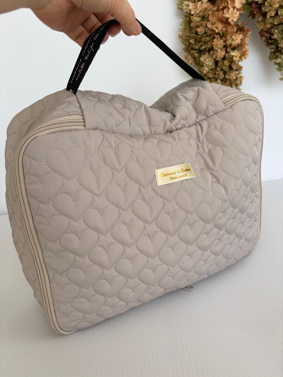 ハートヌビ　トラベルポーチLサイズ　グレージュ 3枚目の画像