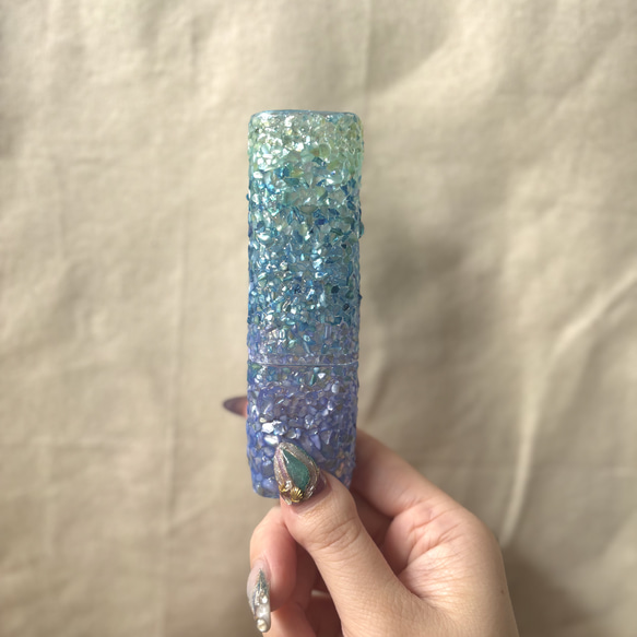 夏スタイル✨️シェル ブルー グラデーション 海 デコiQOSイルマiワン