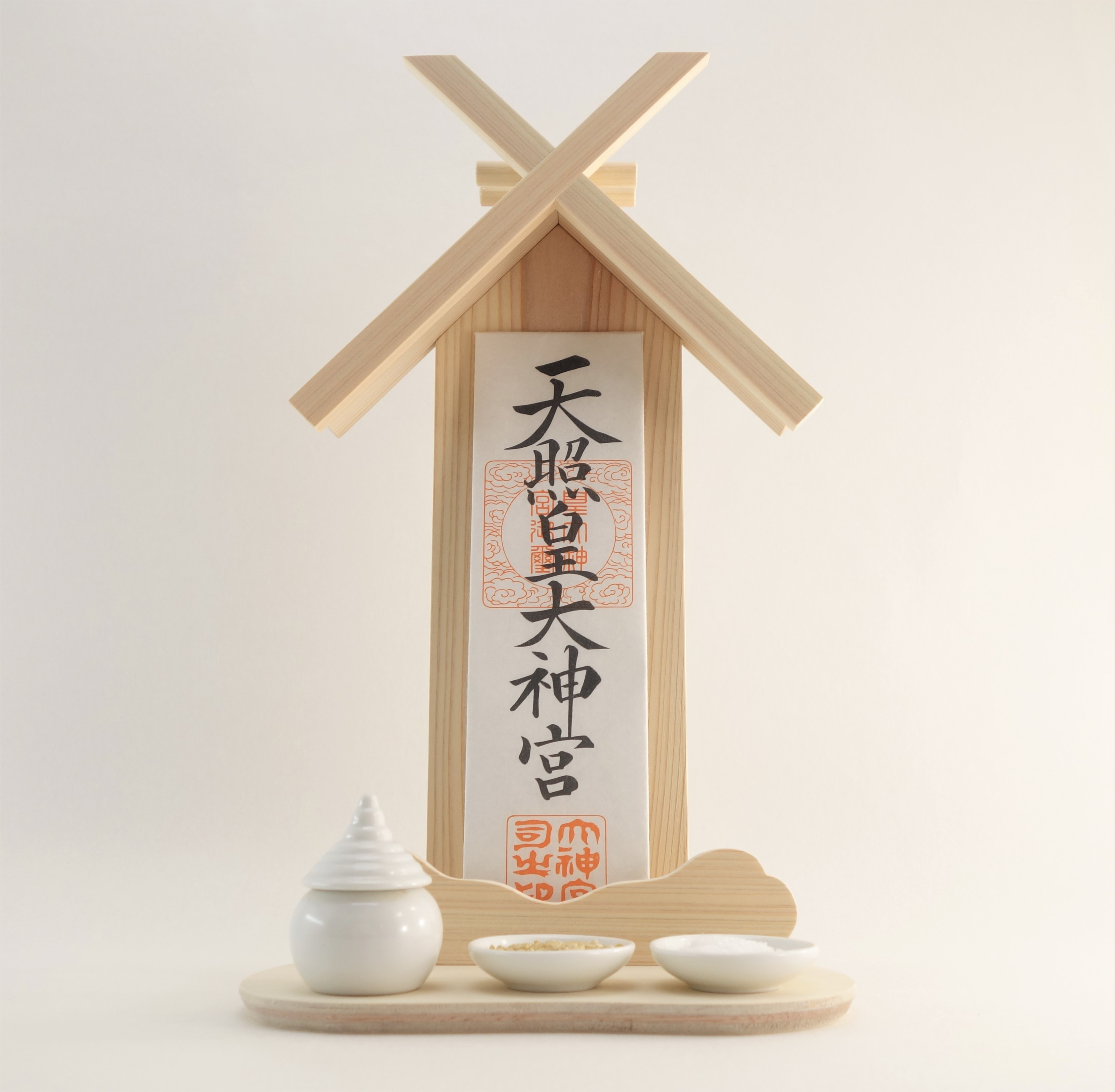 御札立て《きりづま》神具３点セット　壁掛け可　　極小　神棚　モダン　コンパクト　御札立て　お札　切妻屋根