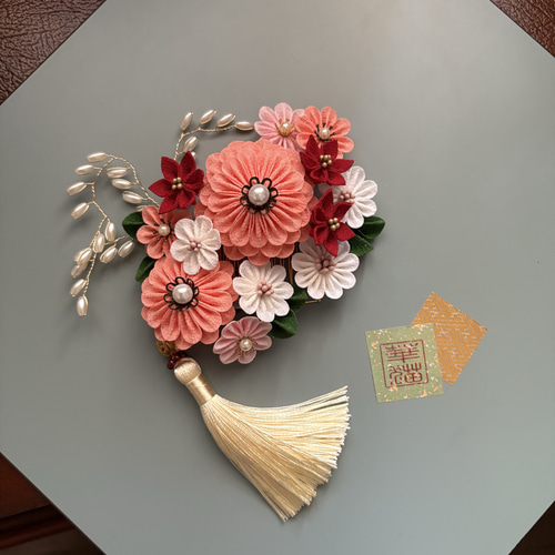 華猫【源氏物語シリーズ 『末摘花』】つまみ細工 髪飾り（木箱付き