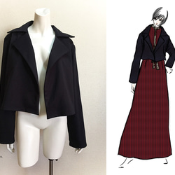 1点もの・デザイン画付き】岡山産デニム＆和柄切り替えブラウス