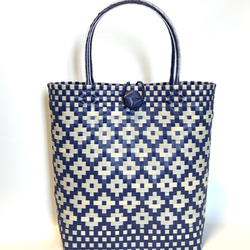 受注製作〜プラかごバッグ☆ブラックxホワイト☆ かごバッグ chirinta