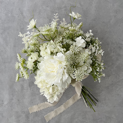 ホワイトレースフラワーのブーケ ブーケ violaflower 通販 19704349