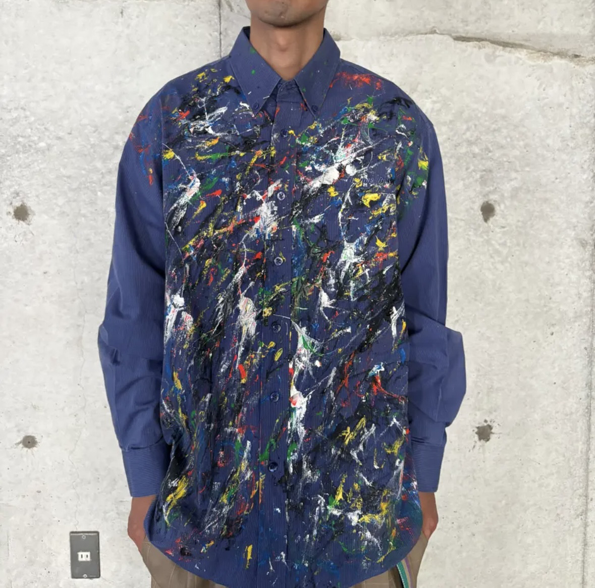 古着　ヴィンテージ　vintage シャツ　ペイントシャツ　リメイク　リメイクシャツ　カラフル　派手　個性派