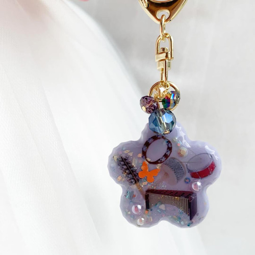 2623】打楽器 紫ハート クラッシュシェル入り 5種の打楽器