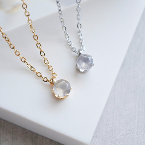 TILIA ゴシックフラワーネックレス グレー キュービックジルコニア