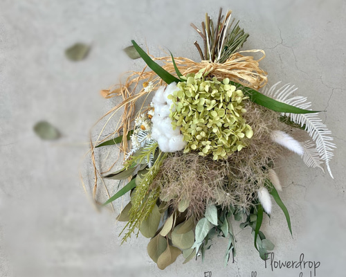 ボタニカル 木の実やアナベル ドライフラワー横長スワッグ ボタニカル