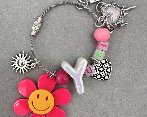 じゃらじゃらキーホルダー お花 flower グリーン ミセスグリーンアップル じゃらじゃらキーホルダー バッグ
