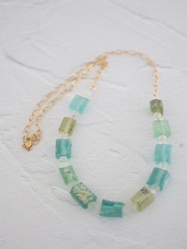 14KGF　roman glass necklace[kgf5501]
