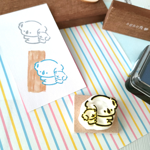 コアラの親子』消しゴムはんこ はんこ・スタンプ egao丸♡ 通販