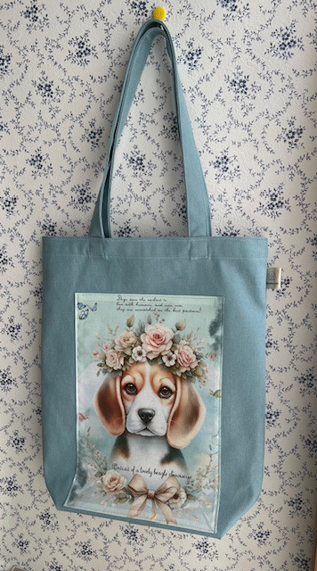 ビーグルトートバック/お散歩バック（ホリゾンブルー)