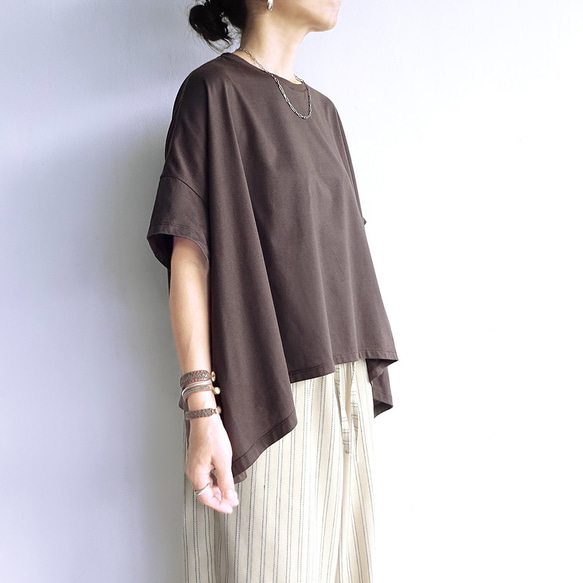 複数枚購入でお得♪　テントラインTシャツ（ブラウン） 3枚目の画像