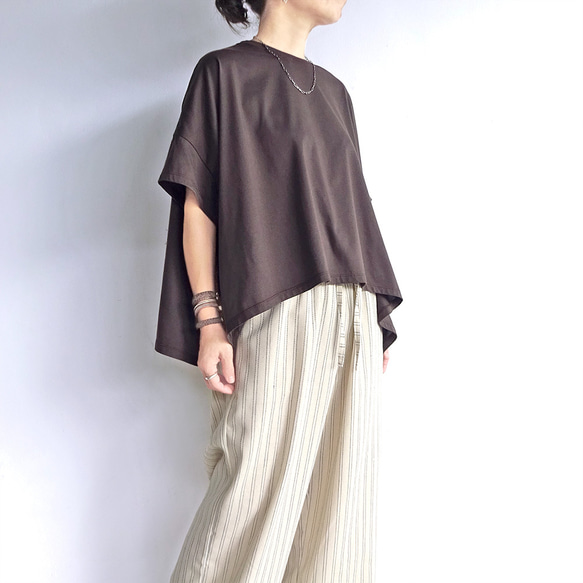 複数枚購入でお得♪　テントラインTシャツ（ブラウン） 2枚目の画像