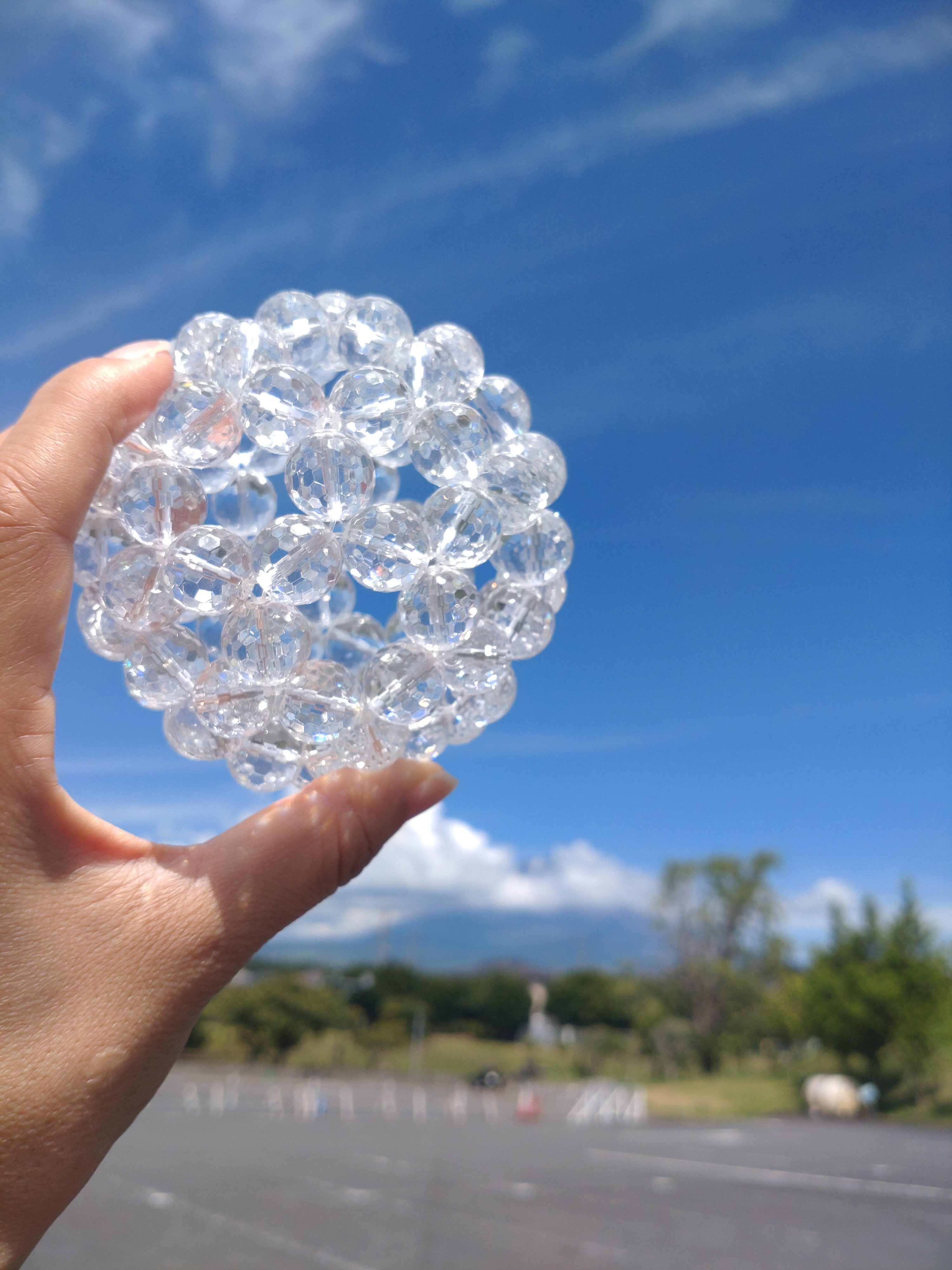 【繁栄】14mm 水晶 128面カット フラーレン