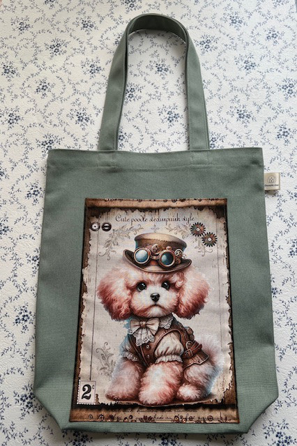 トイプードルトートバック/お散歩バック（セージグリーン)