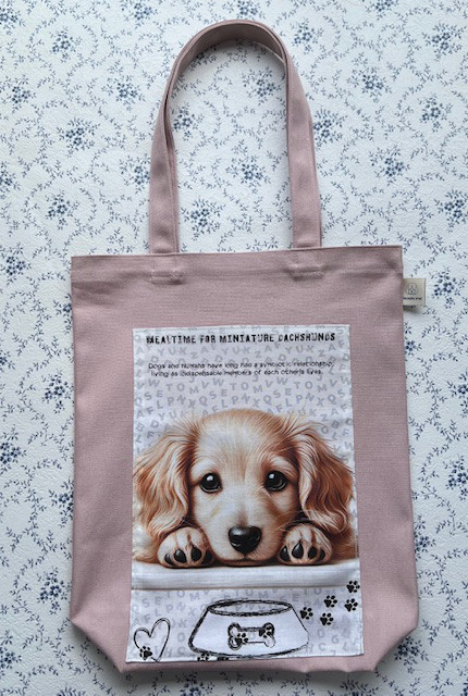 ミニチュアダックストートバック/お散歩バック（ドーンピンク)