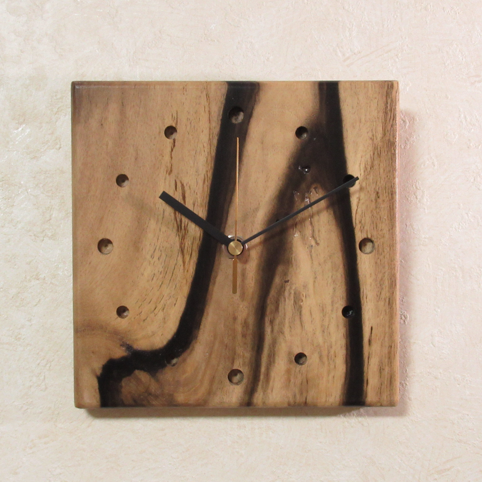 希少銘木 黒柿　木製時計24（掛け時計）