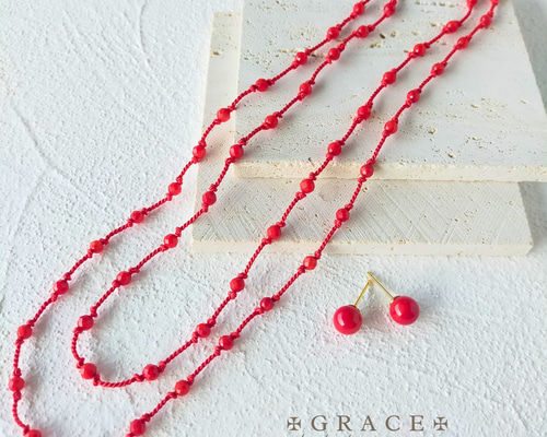 赤色コーラルビーズロングネックレス 証明書付き 楽天市場】≪1年保証付き≫ 日本産血赤珊瑚5.2〜12.7ミリ玉60センチK14