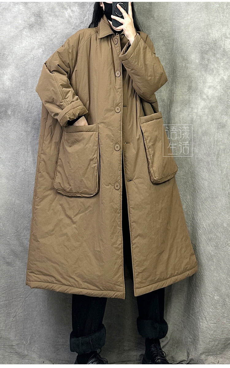 オリジナルレトロ風秋深まりコートミディアムコットン女性2025年新作冬厚手保温ビッグサイズ 9,778円