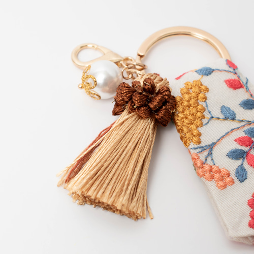インド刺繍リボンのキーホルダー キータグ キーリング キーリング