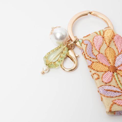 インド刺繍リボンのキーホルダー キータグ キーリング キーリング