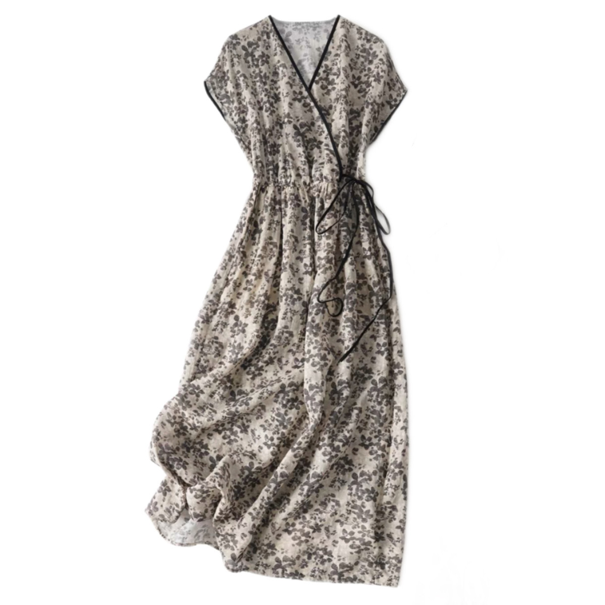 ゆったりワンピース 大人カジュアルワンピース レディースワンピース 綿麻ワンピース 夏ワンピース ネイビー 無地 人気