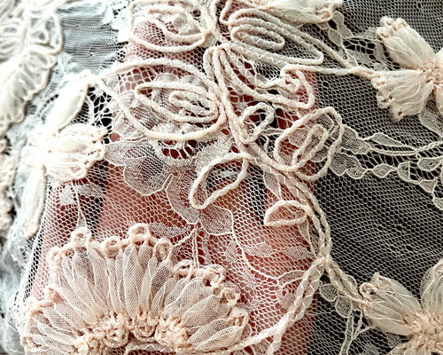 日本製 お花のエンブロイダリー刺繍装飾チュールレース春夏ジャケット 国産 透け感花柄エンブロイダリーレース 4色 【1個88cmx50cm】 4