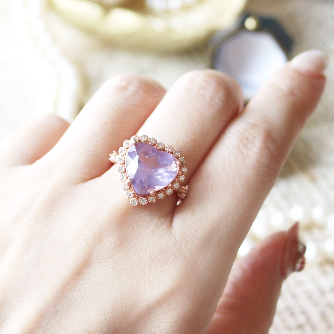 【大人可愛いハート】Promettereリング（スコロライト・ハート12mm）シルバー925・PGメッキ/フリー