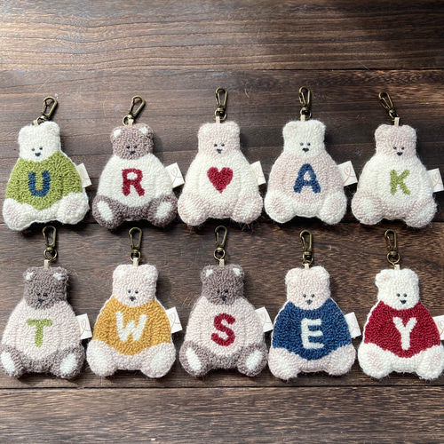 選べるイニシャル&カラー】 テディベアキーホルダー 1つ入り