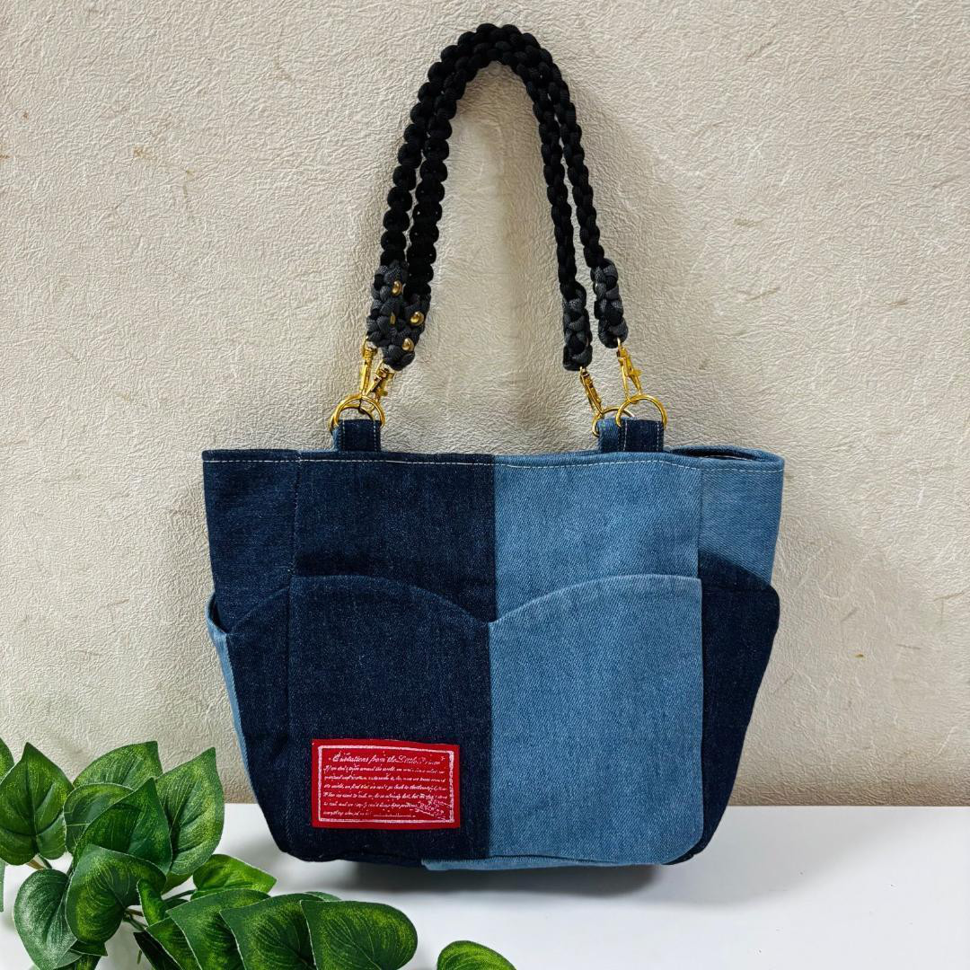 デニムリメイク☆トートバッグ ハンドメイド お洒落バッグ パラ
