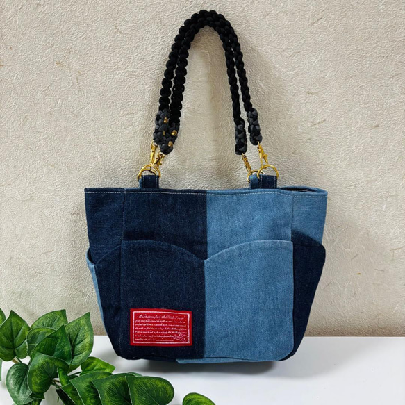 デニムリメイク☆トートバッグ ハンドメイド お洒落バッグ パラ