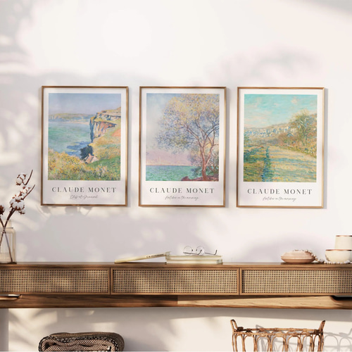 クロードモネ 印象派 アートポスター 3点セット アンティーク風景画