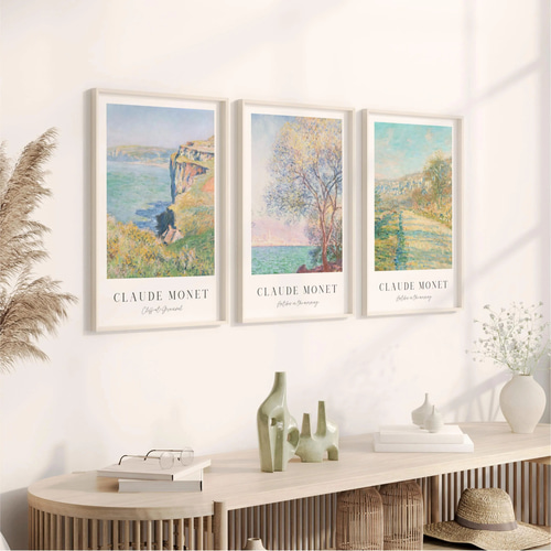 クロードモネ 印象派 アートポスター 3点セット アンティーク風景画