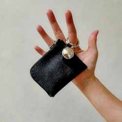 レザーウォレット 財布 ポーチ バッグチャーム 牛革 ステンレス l字