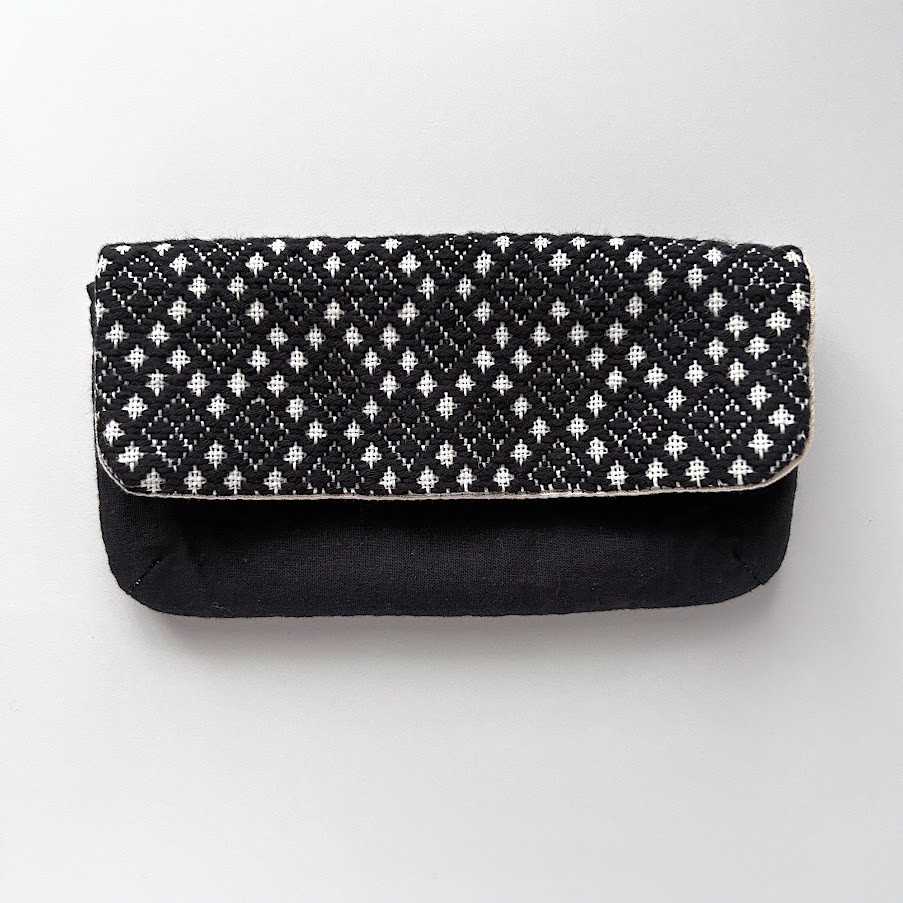【一点もの】こぎん刺しの眼鏡ケース・黒×黒