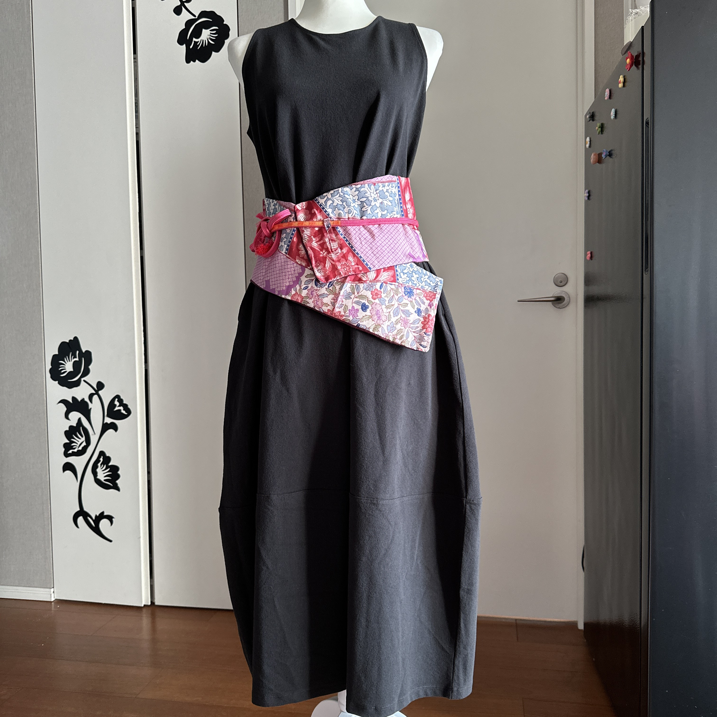 着物リメイク　正絹リバーシブル帯ベルト　太正浪漫柄