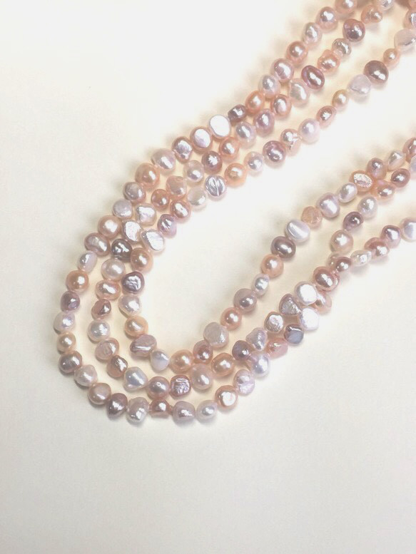 バロック淡水パールロングネックレス160㎝ピンク ネックレス