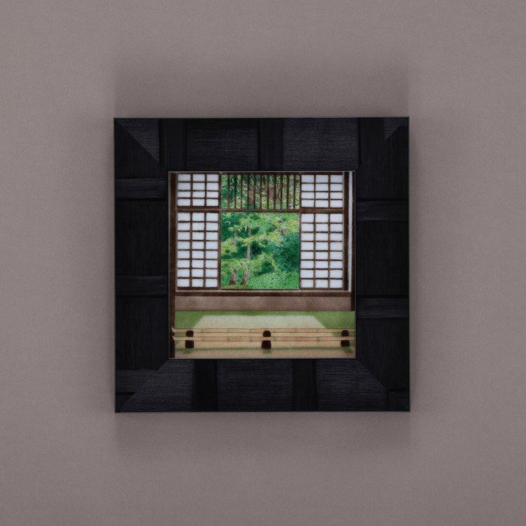 七宝焼アートフレーム「源光庵　迷いの窓」染型七宝　京七宝