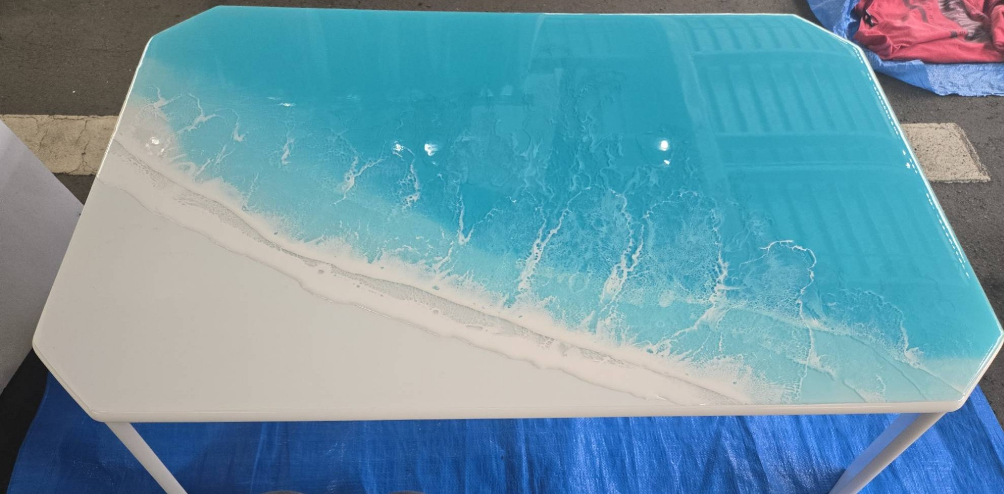 リアルよりも美しい波の海テーブル(大)　♯海テーブル　♯テーブル　♯海　♯折り畳みテーブル　♯ローテーブル