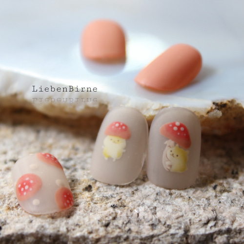 きのことハムスターのほっこり秋ネイル＊Li ネイルチップ（つけ爪