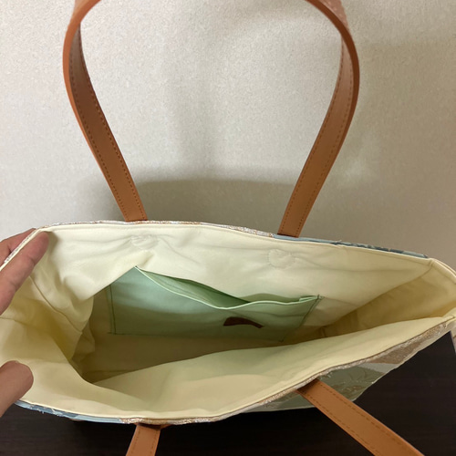 アンズルーム★ちょっと豪華な　トートバッグ★ハンドバッグ★着物　帯★ベージュ　山 アンズルーム☆ちょっと豪華な トートバッグ☆ハンドバッグ