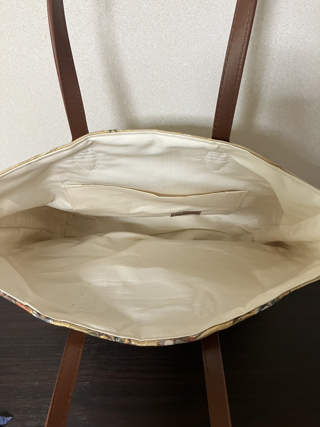 アンズルーム★ちょっと豪華な トートバッグ★ハンドバッグ★着物 帯★金×うちわ アンズルーム★ちょっと豪華な トートバッグ★ハンドバッグ★着物 帯★金×うちわ