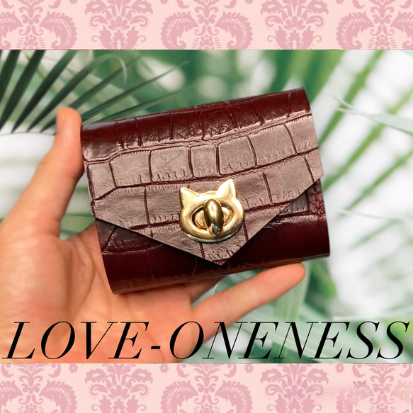 ❤【可愛さ×高級感♪】お洒落可愛い猫モチーフの総本革コンパクトミニ