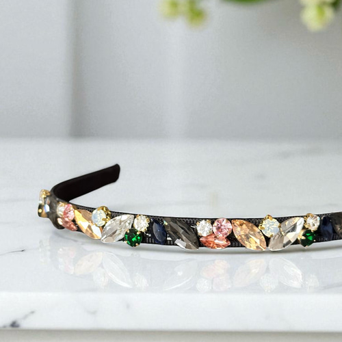 煌めきビジュー石】高見え きらきら ビジュー カチューシャ 上品