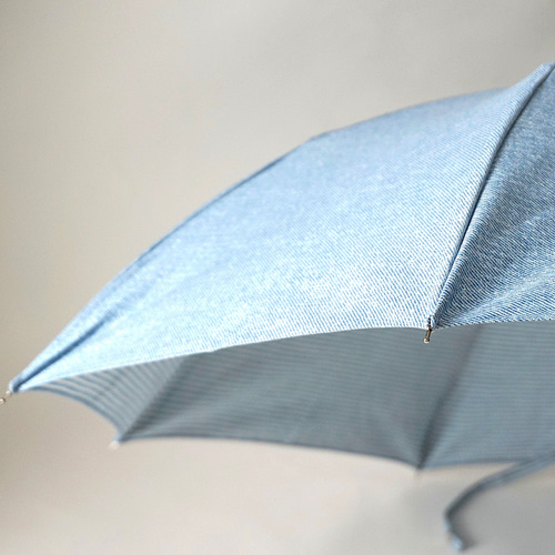晴雨兼用 日傘 折りたたみ傘 日本製】綿100%『さわやかな水色、裏