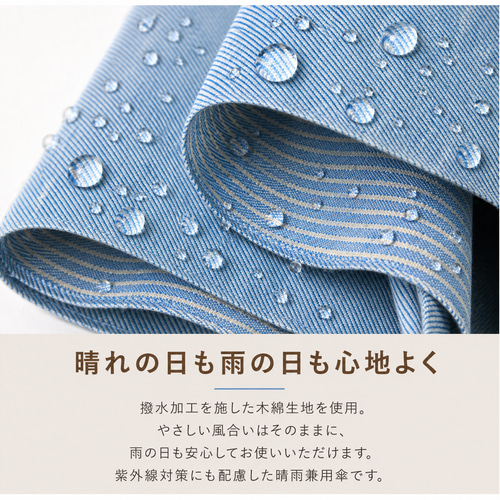 晴雨兼用 日傘 折りたたみ傘 日本製】綿100%『さわやかな水色、裏
