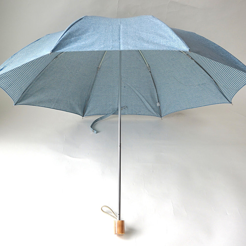 晴雨兼用 日傘 折りたたみ傘 日本製】綿100%『さわやかな水色、裏