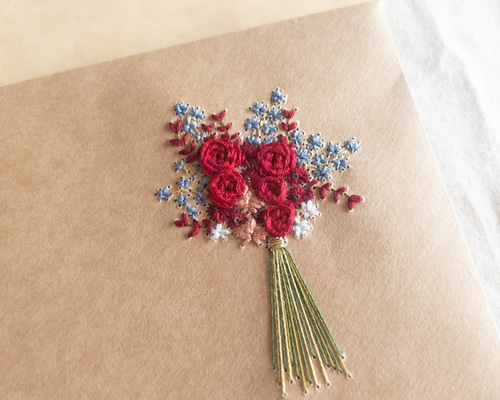 花束のレターセット／刺繍 レターセット wakako 通販 19708479